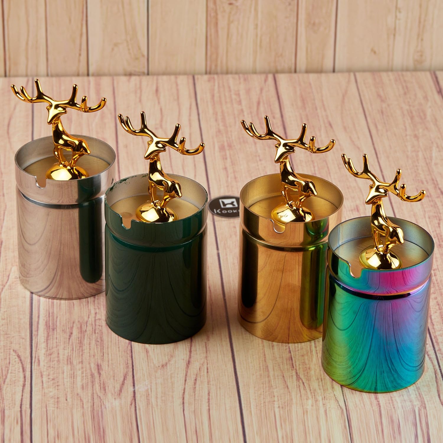Kookee Moose Ashtray – Stainless Steel Ash Tray with Lid, Windproof & Stylish for Indoor & Outdoor Use, X-Large, Set of 1 (11489) 2