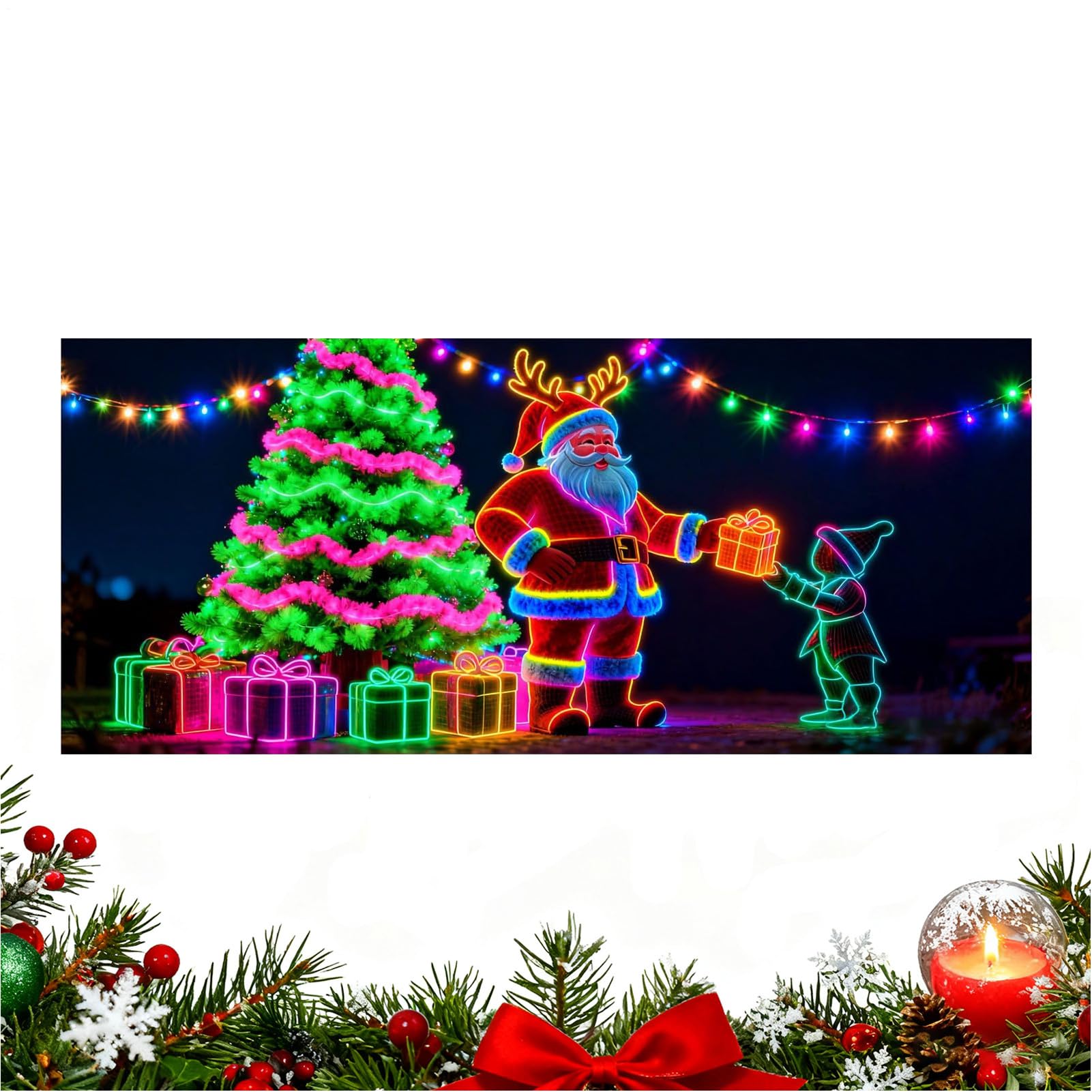 Bannière de Noël pour porte de garage grand décor extérieur facile à installer