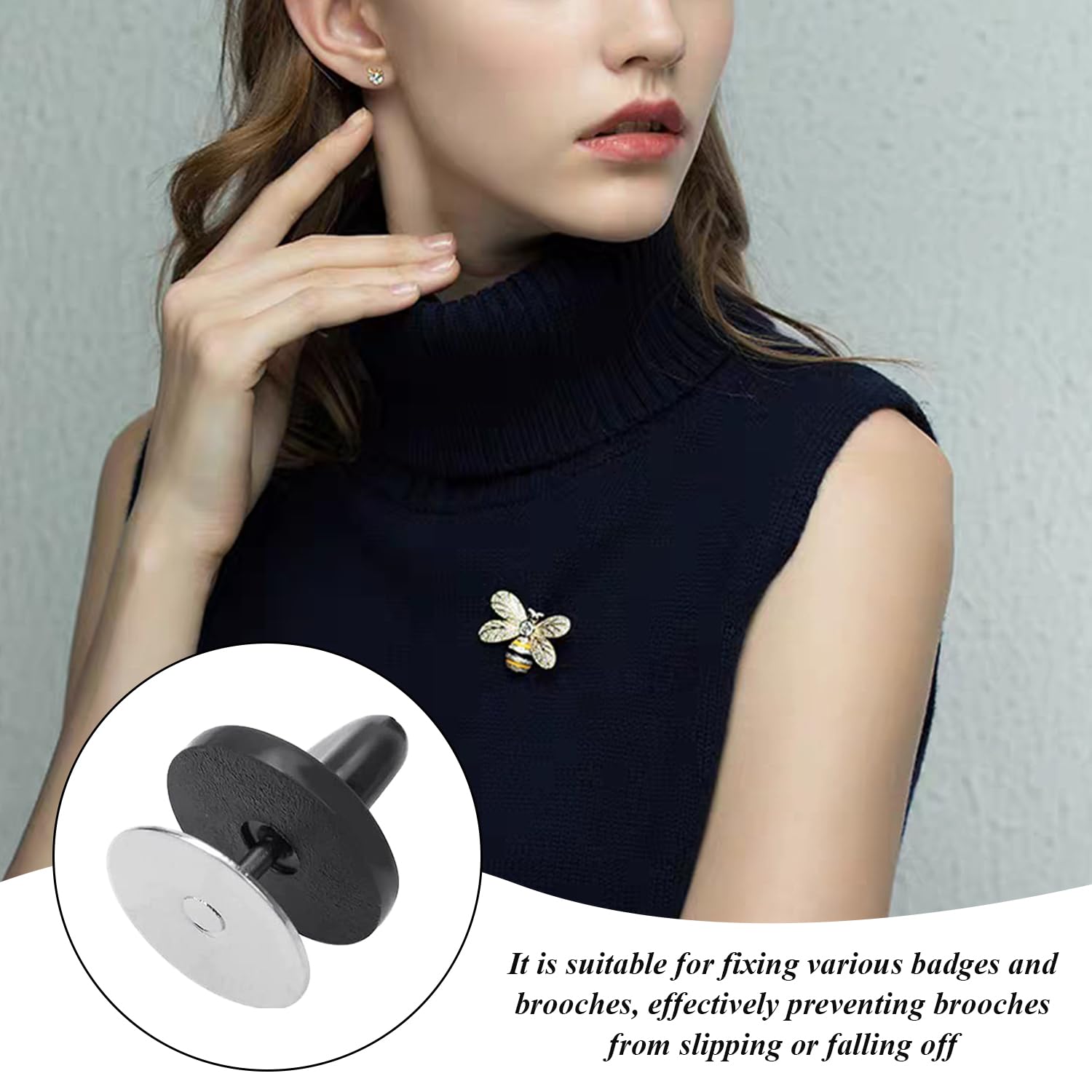 Set di 100 Accessori per Spille, Supporto per Spilla in Silicone, Spilla Posteriore per Badge, Spilla di Sicurezza per Badge (Nero)