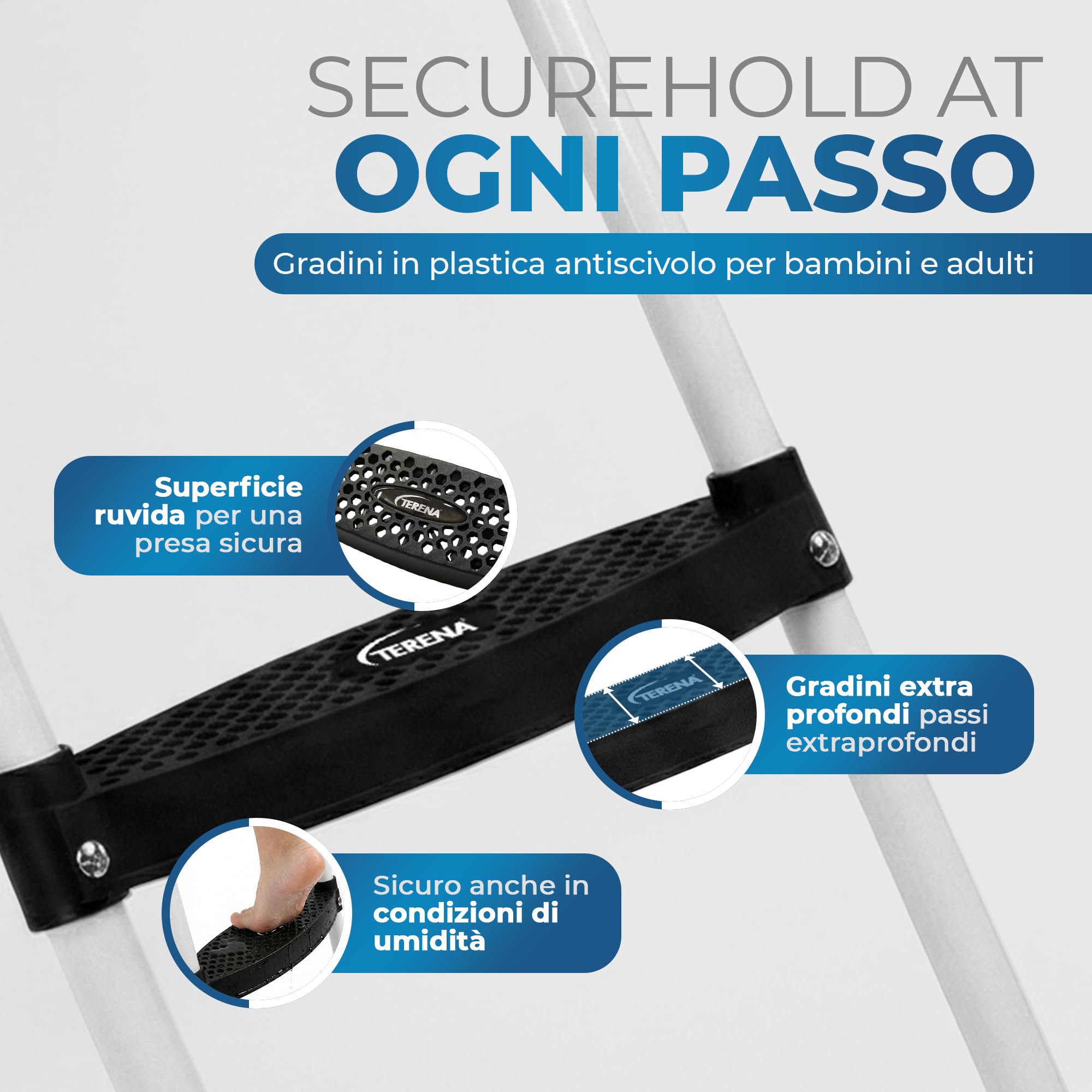 Scaletta per trampolino 85 cm + 97 cm scaletta di salita, trampolino da giardino