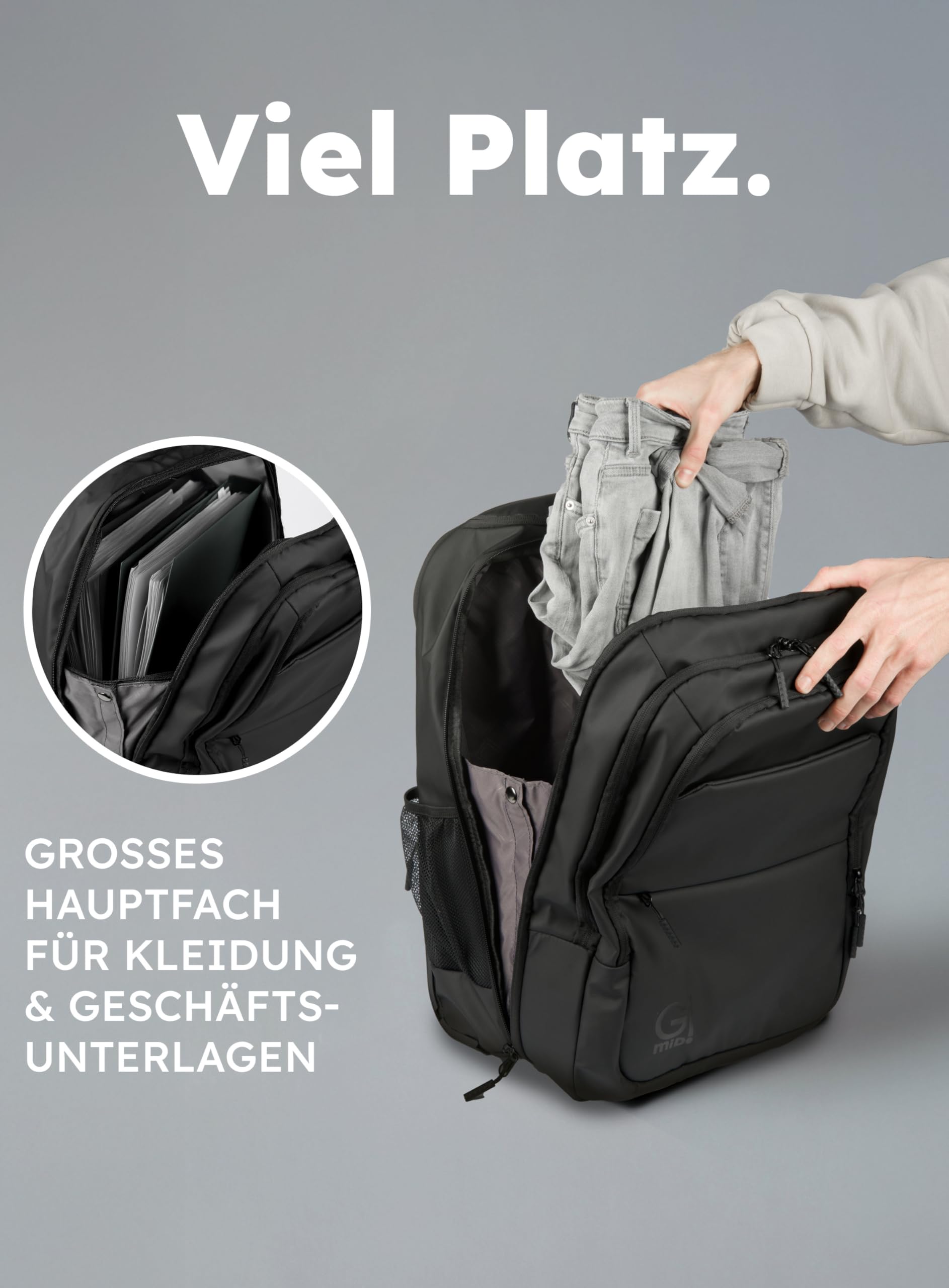 Trolley-Rucksack - Business Laptop- & Tablet-Trolley - Reiserucksack & Handgepäck - wasserabweisend & robust - viele Fächer mit Hauptfach für Kleidung - für Arbeit, Schule, Reisen & Uni