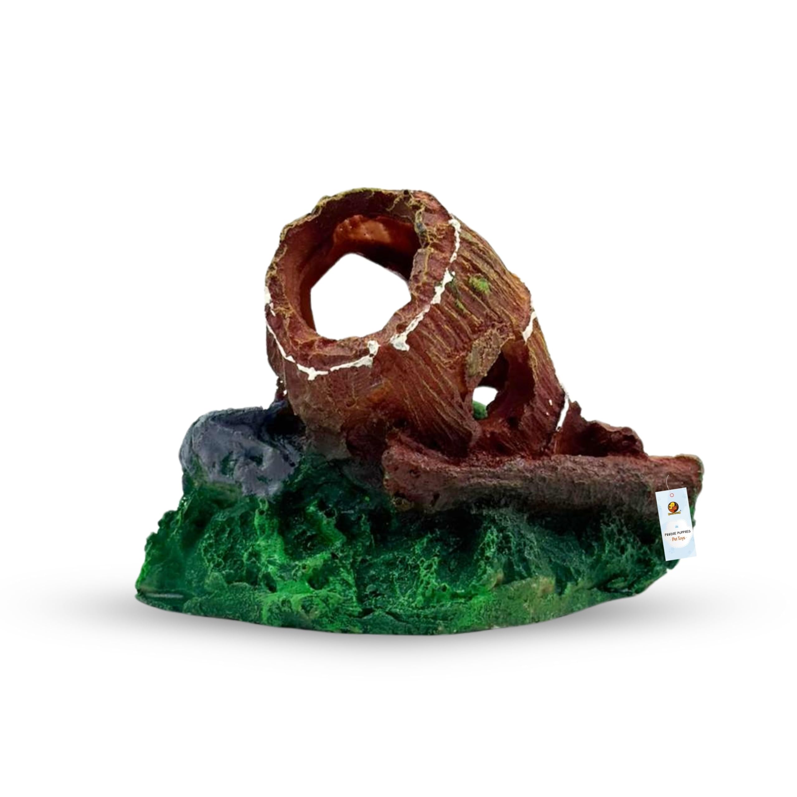 Foodie Puppies Thematic Ornament Resin Aquarium Decor - (Drum Mania, Small, 12 x 9 cm) | Unique Hideaway Drums Natural Looking Landscape for Fish Tank Accessories, Pond & Turtle House (Color May Vary)