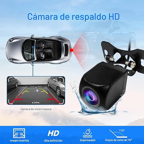 Miniatura 5 de Receptor estéreo de coche doble DIN Android 13, pantalla táctil universal HD de 10.1 pulgadas con 64 GB, GPS integrado y cámara de respaldo,