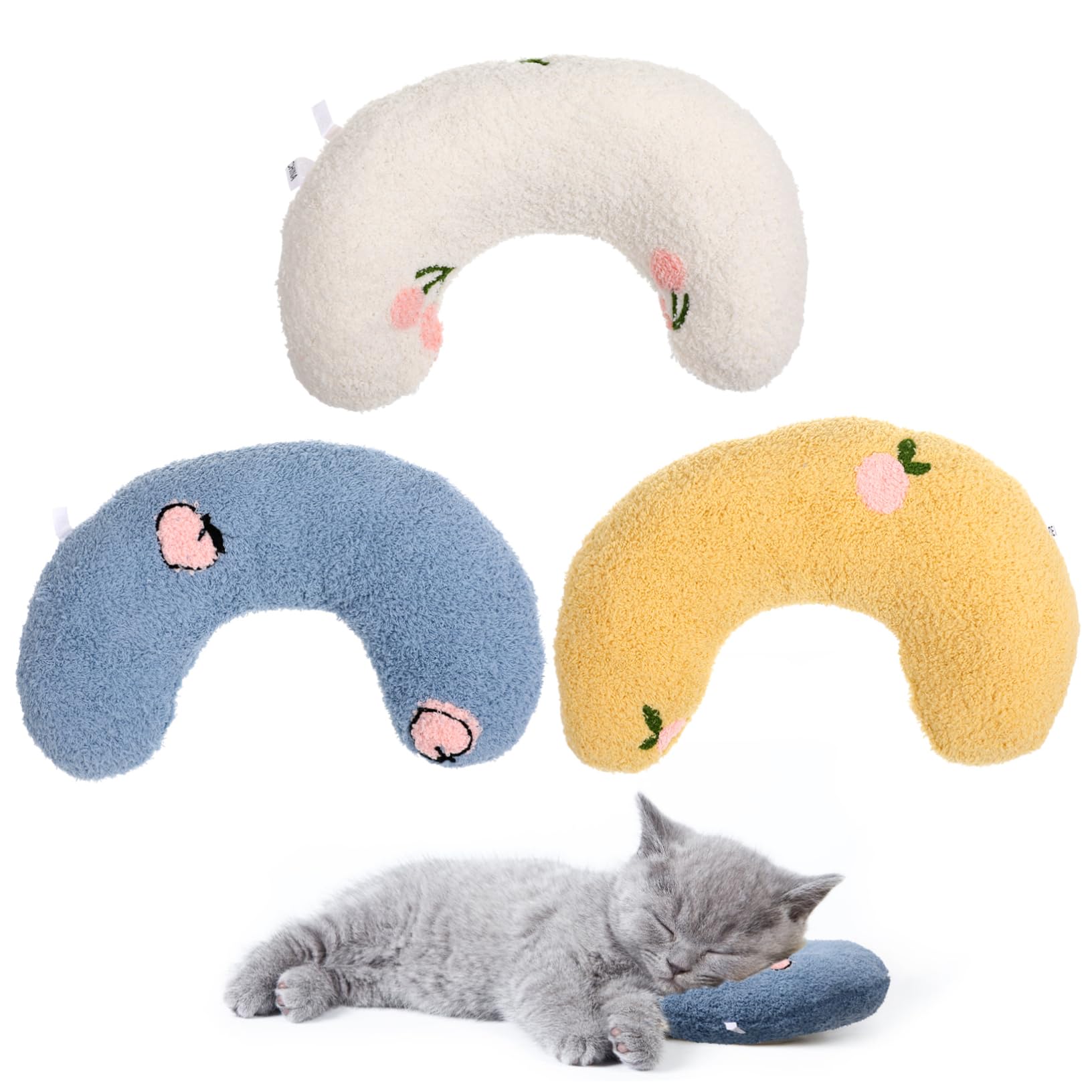Abaodam 3Pcs Pet Neck Protection Cushion for Cats Dogs Soft and Breathable Pillow for Deep Sleep Washable and Durable for All Seasons