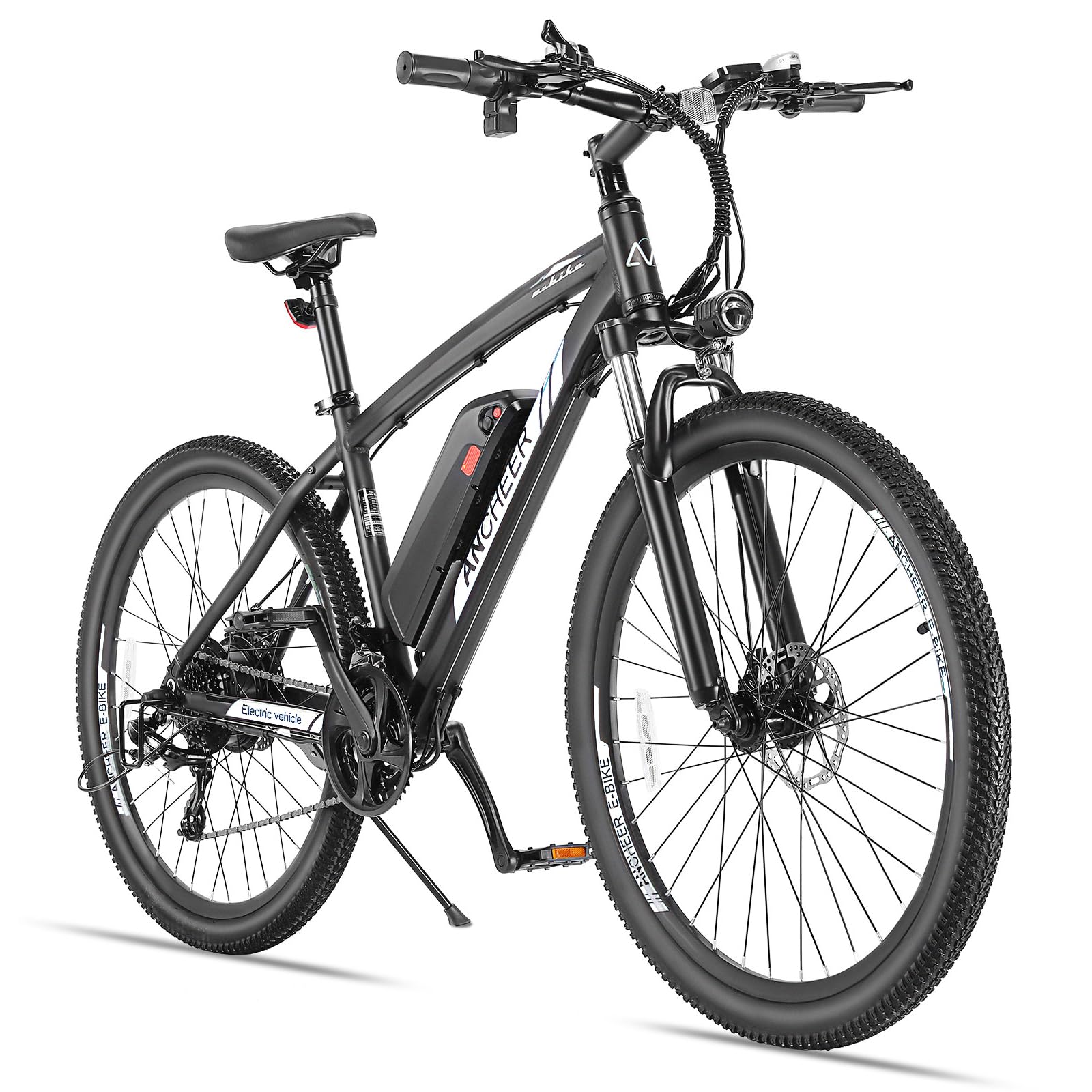 ANCHEER Electric Bike for Adults, 27.5''/ 26'' Electric Mountain Bike, 20MPH Electric Bicycle Commuter Cruiser 350W 36V/10.4AH Removable Battery, Suspension Fork, Professional 7 Speed E-Bike