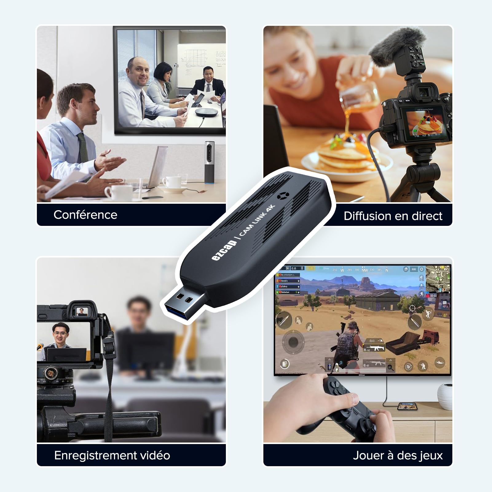 Mwin Carte de Capture vidéo, Cam Link 4K, Full HD 4K30/1080p120, Faible Latence, HDMI vers USB 3.0, Capture de Jeux vidéo pour Jeux, Streaming, Diffusion en Direct, enseignement en Ligne, conférence