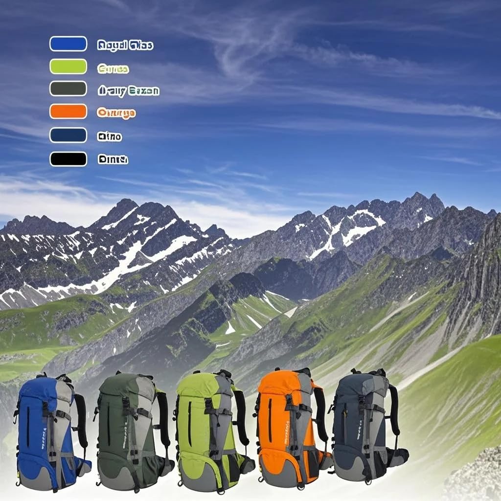 50L Wassersport Wandern Camping Reiserucksack Bergsteigen Rucksackreisen Trekking Rucksack mit Regenschutz