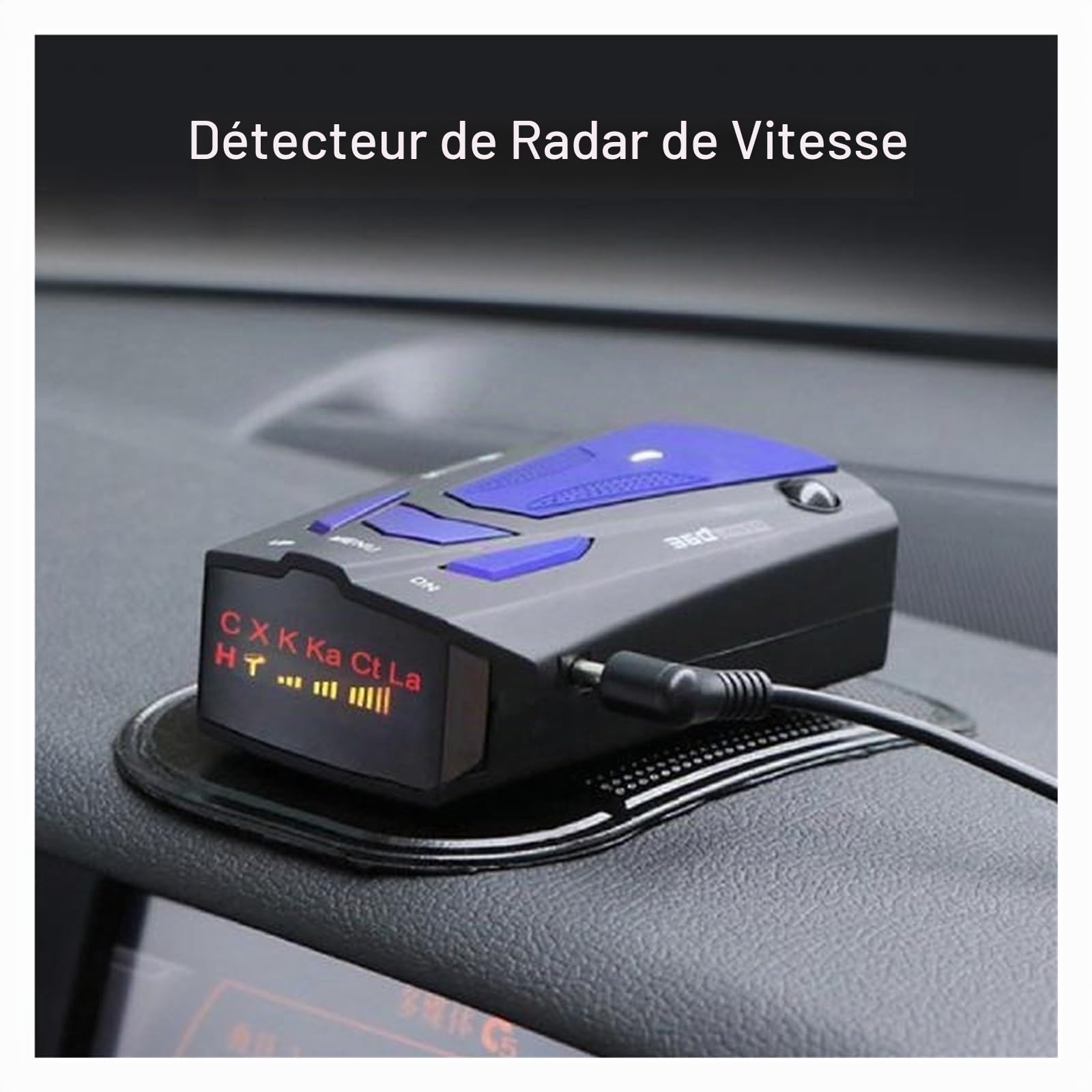 Détecteur De Radar De Voiture 16 Bandes 360, Système D'alarme De Vitesse Automatique, Caméra Anti GPS, Détecteur Laser avec Alerte Vocale(Blue)
