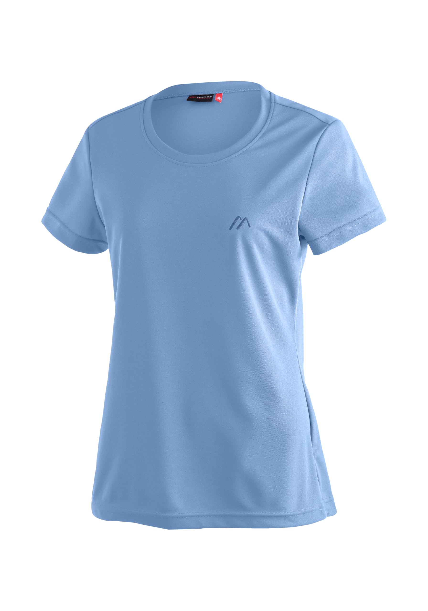 Maier Sports Waltraud, Damen T-Shirt, Funktionsshirt mit Rundhals für Wandern und Freizeit, dryprotec Technologie, Atmungsaktiv, NFC-Chip für einfaches Recycling, Hellblau, 42