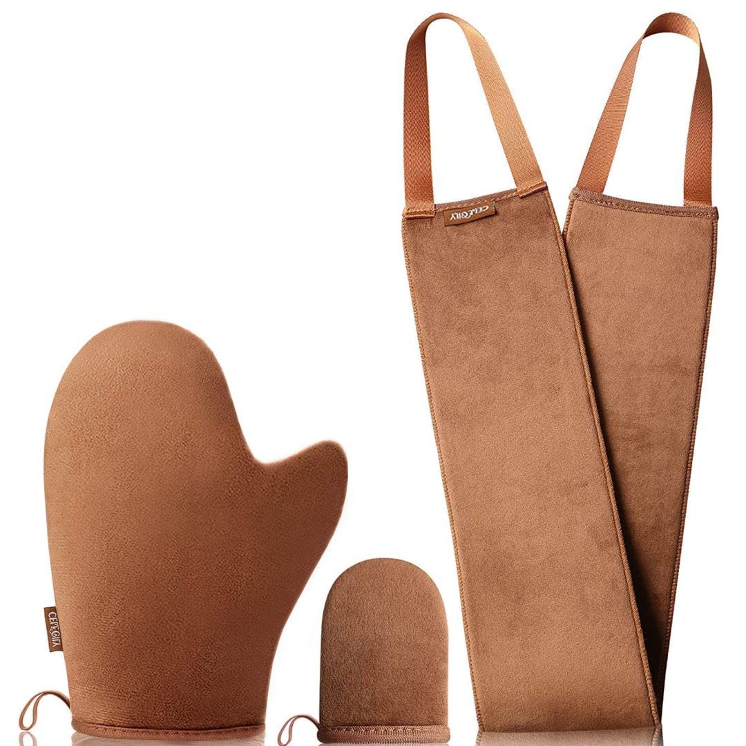 Self Tanning Mitt Applicator - 3 in 1 Tanning Mitts Self Tanner Mitt Applicator Self Tanning Glove for Self Tan Mit Sunless Tanner Mitt Self Tanner Glove With Thumb Ultra Soft Spray Tan Mitt