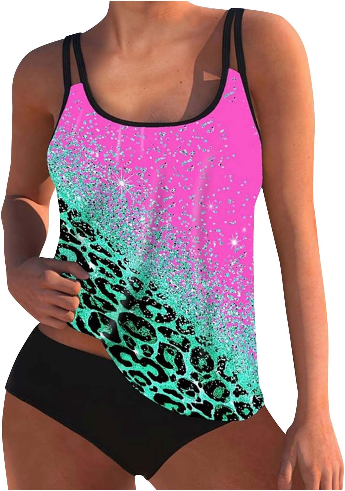 Tankini Swimsuits for Women Summer Blouson Bathing Suit Two Piece Modest Athletic Swimwear Swim Tank Tops and Bottoms