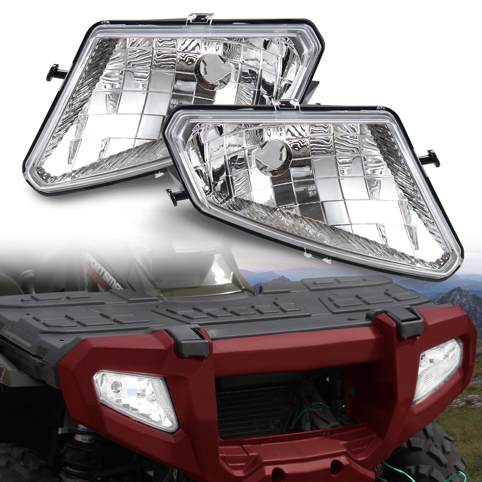 A &amp; UTV PRO Headlight Housing for Polaris Sportsman 500 2005-2010, Head Light Covers for Polaris Sportsman 500 HO EFI TOURING 2005-2010, 2PCS