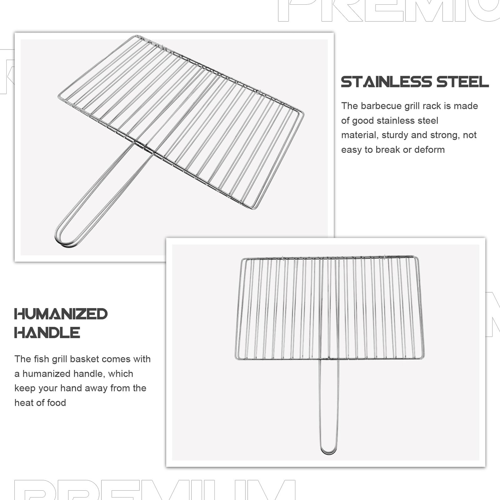 YARNOW Cestello per Barbecue in Acciaio Inox per Grigliare Pesce e Verdure, Resistente alla Deformazione e Rottura, per Campeggio e Grigliate All'aperto