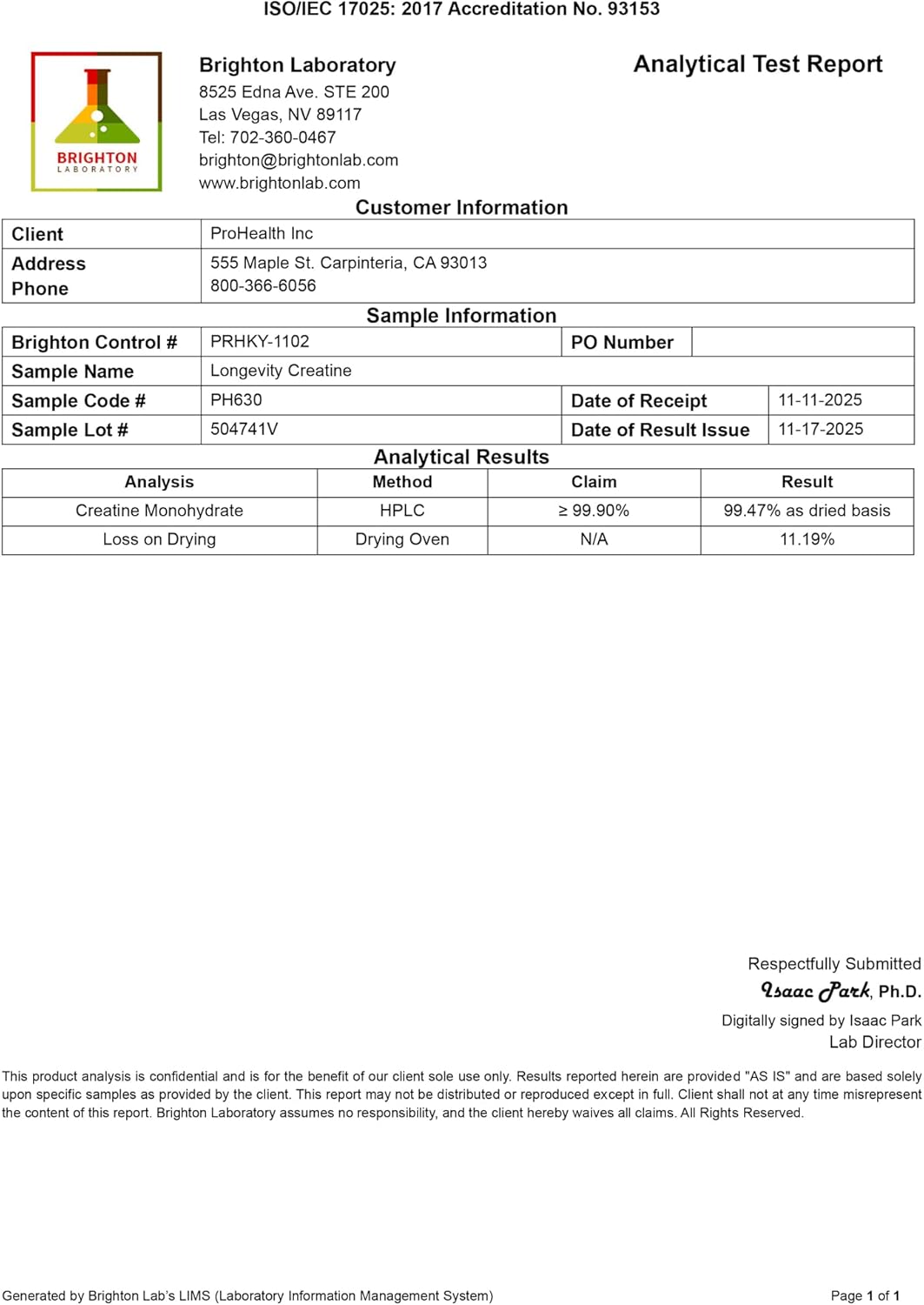 ProHealth Longevity Micronized Creatine. Pharmaceutical Grade Creatine Monohydrate is Easier on Kidneys. Supports Brain Function and Muscle Growth as You Age. 5 g/Serving, 90 Servings, 3 Month Supply