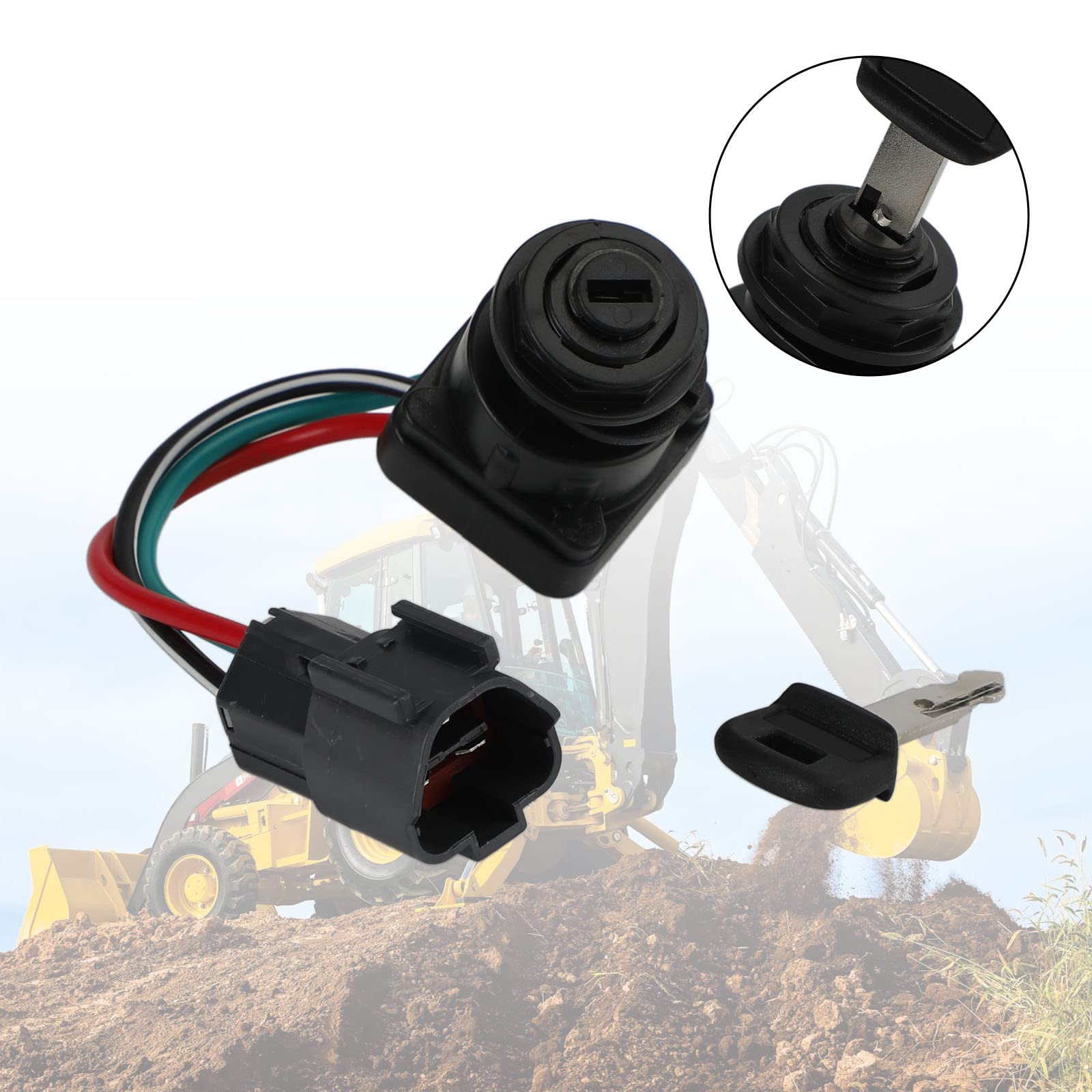 Topteng Ignition Switch RC411-53964 HRC40-53960 adapté pour Kubota Excavator(KX Series) KX91 KX161 KX41 KX080 KX121 KX71, adapté pour Kubota Excavator(U Series) U45 U15 U25 U35