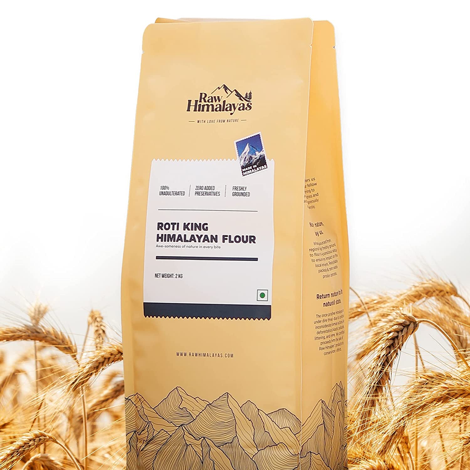 Buy Raw Himalayas Roti King Himalayan Flour (2 Kg), Unbleached Whole