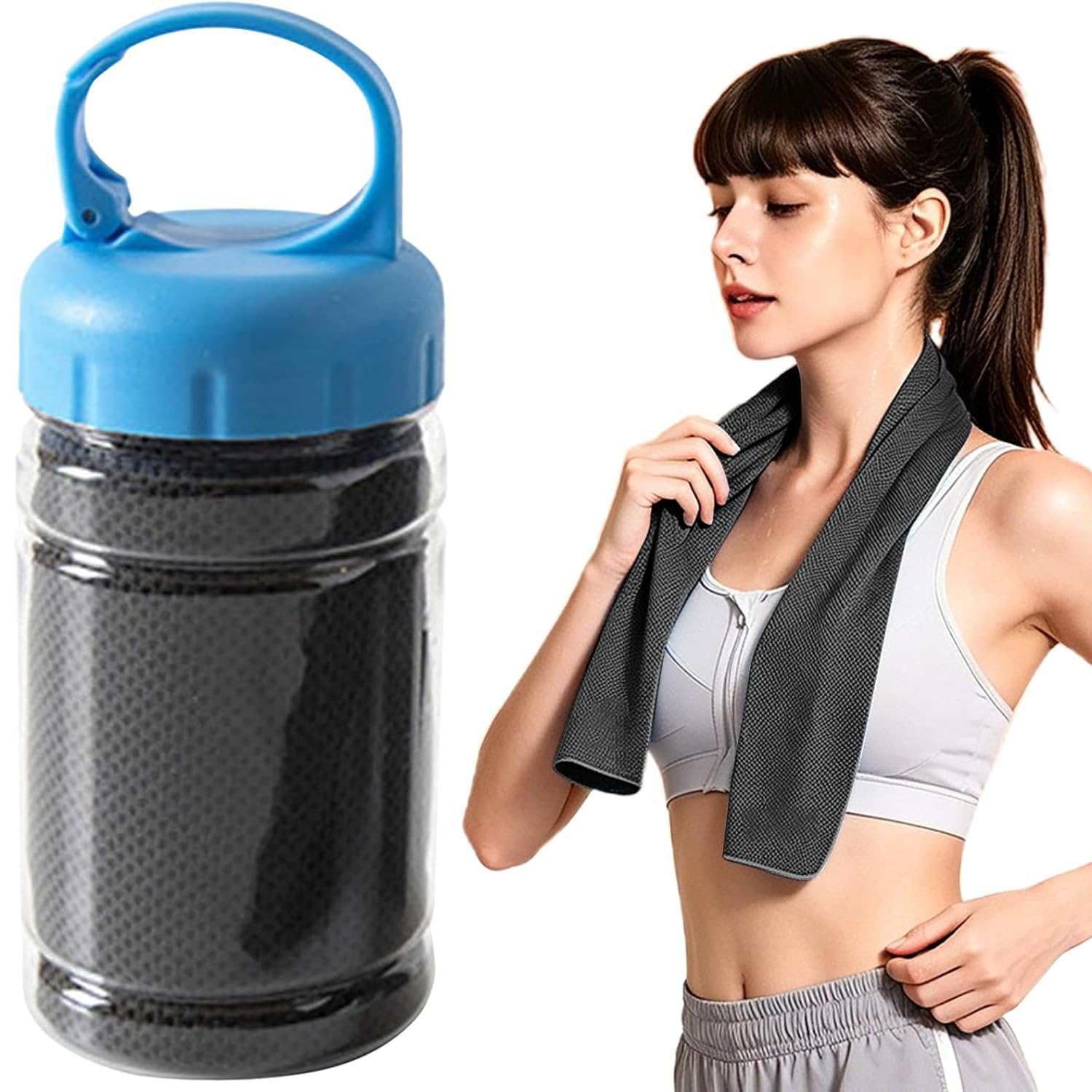 Nuyiac Cooling Towels with Bottle, Ice Cooling Towel for Neck Face (Black)