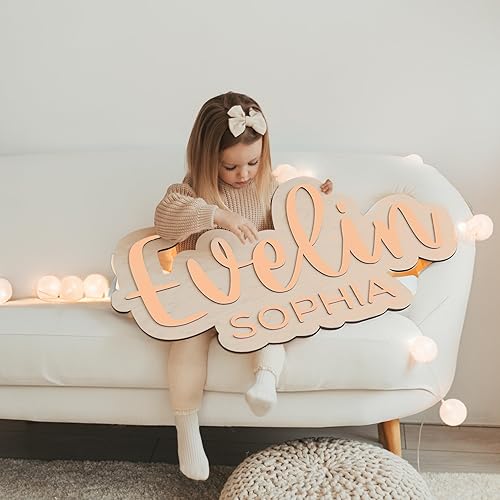 Miniatura 7 de Letrero de nombre de bebé, letrero de nombre personalizado para guardería, decoración de madera para habitación de niños, decoración de pared