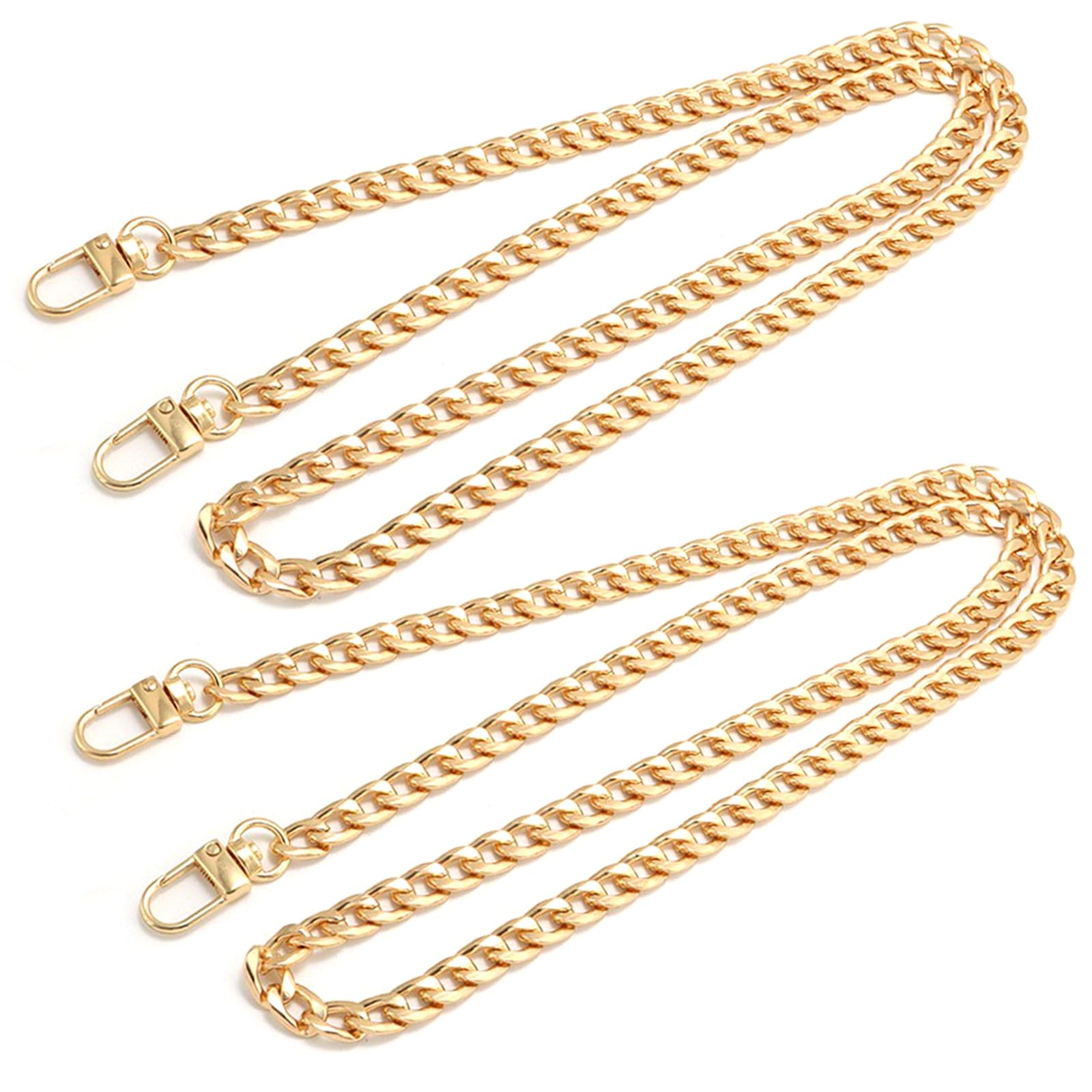 Gold Bag Chain Strap 120cm Long Handbag Chain Shoulder Bag Straps Metal Replacement Chains Strap for DIY Handbags Crossbody Bags 2 Pcs