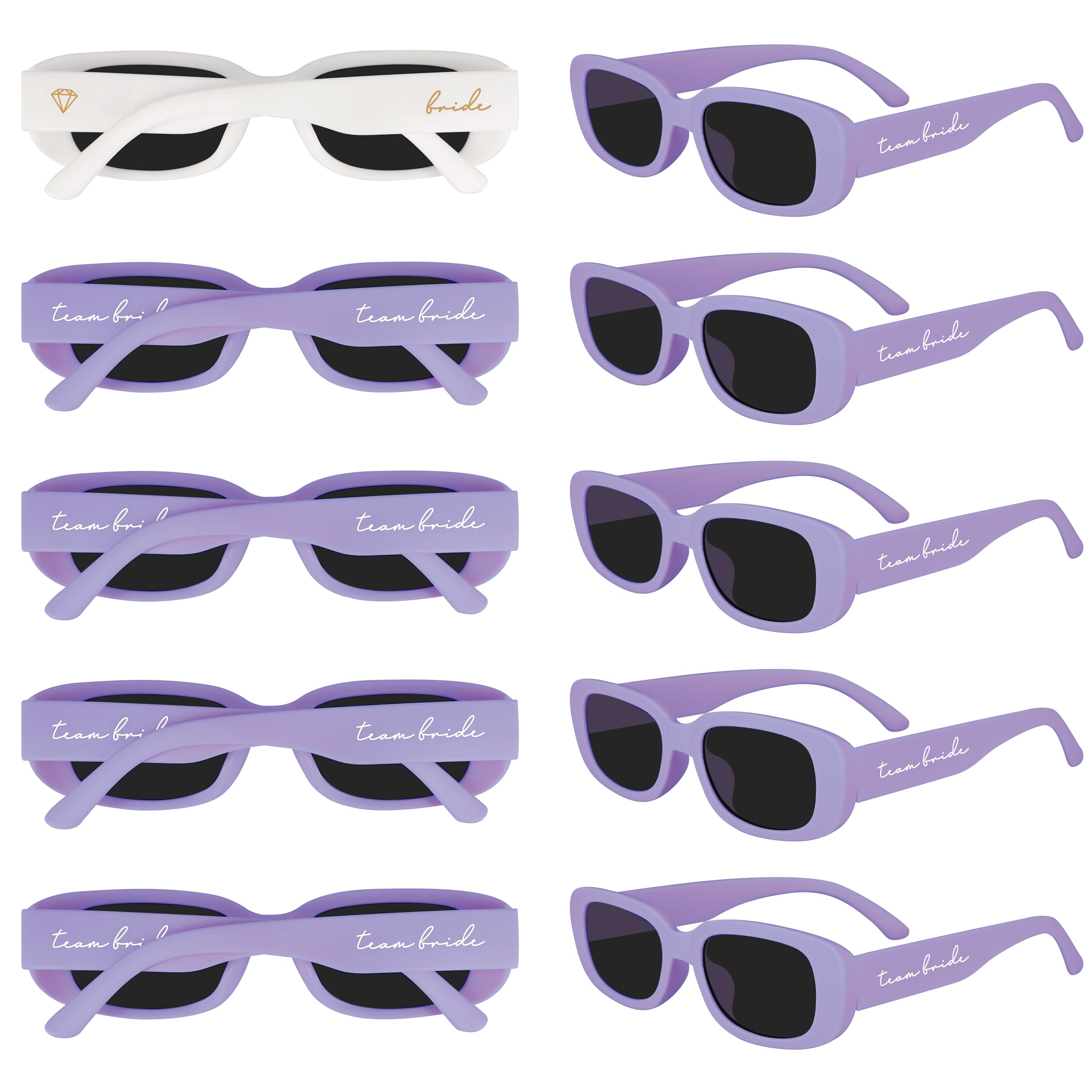 LotsBuyLots 10 Pack Retro Rectangle Sunglasses Women Vintage Square Glasses for Bachelorette Party Favors Bridesmaid Gifts