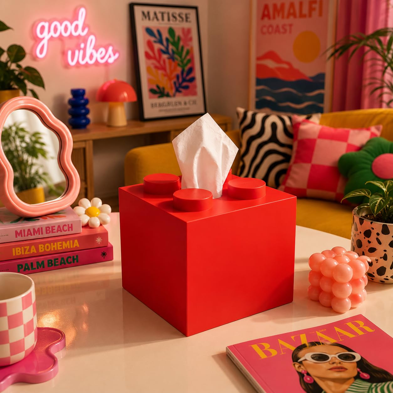 Extra Frames Building Block Tissue Box Cover | Toy Brick Tissue Holder Cube | Square Facial Tissue Dispenser Case | Funny Home Decor for Bathroom & Living Room | Gift for Kids & Adults-image-19