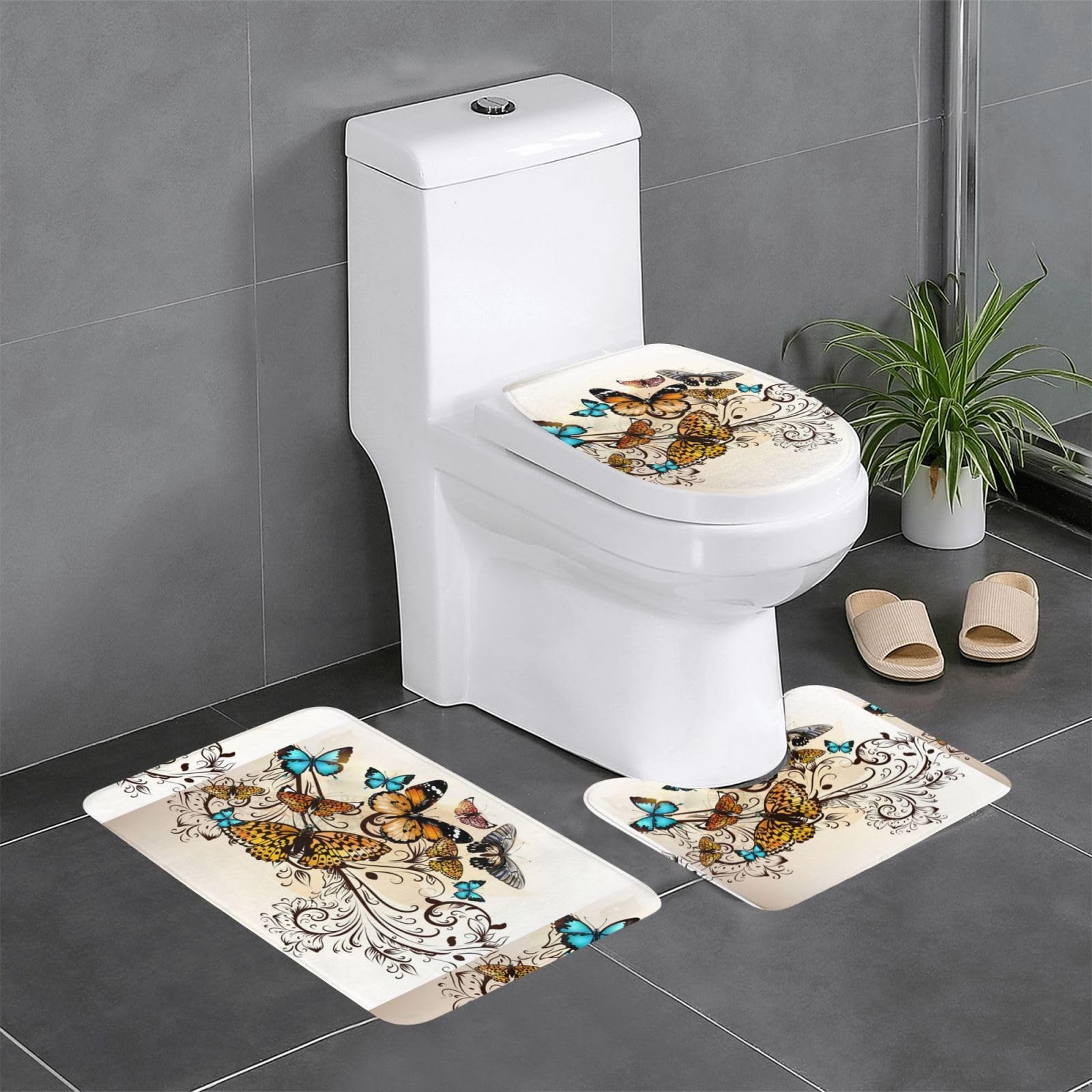 Tapis de sol papillons pour une entrée accueillante et une salle de bain moderne