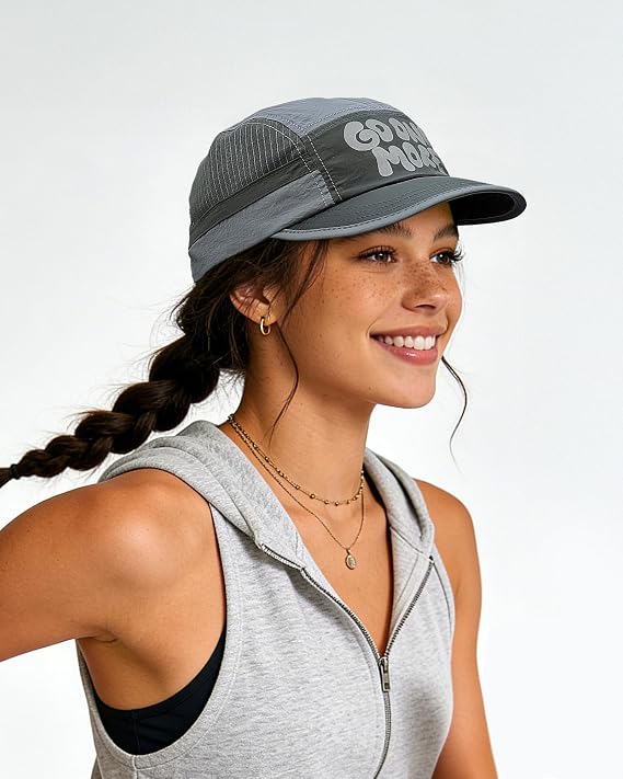 Clakllie Quick Dry 5 Panel Running Hat Breathable Mesh Hat Two-Tone Short Brim Hats Lightweight Baseball Cap Summer Sport Cap