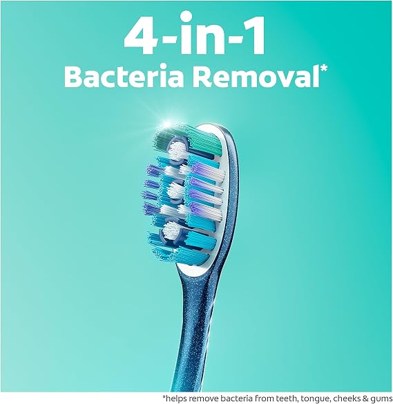 Colgate 360 Deep Clean 4-in-1 Bacteria Removal Toothbrushes, Medium, 4 Pack | Adult Toothbrush Pack, Medium Cleaning Bristles Plus Polishing Cups Help Remove Plaque and Stains, Ergonomic Handle