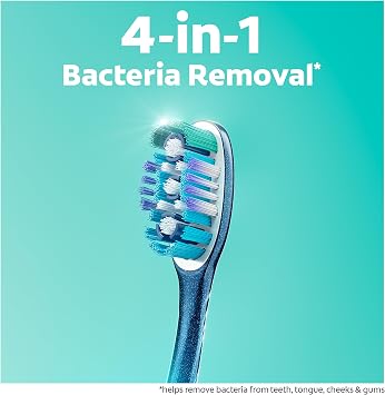 Colgate 360 Deep Clean 4-in-1 Bacteria Removal Toothbrushes, Medium, 4 Pack | Adult Toothbrush Pack, Medium Cleaning Bristles Plus Polishing Cups Help Remove Plaque and Stains, Ergonomic Handle