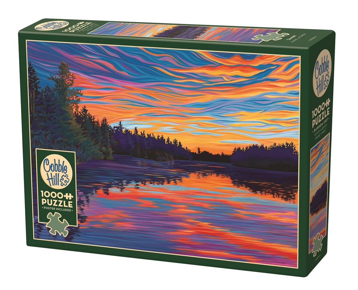 Cobble Hill 3840354 Sonnenuntergang, 1000 Teile Puzzle ab 12 Jahren | inkl. Puzzleposter, für Erwachsene und Kinder, Landschaftspuzzle, abstrakte Elemente