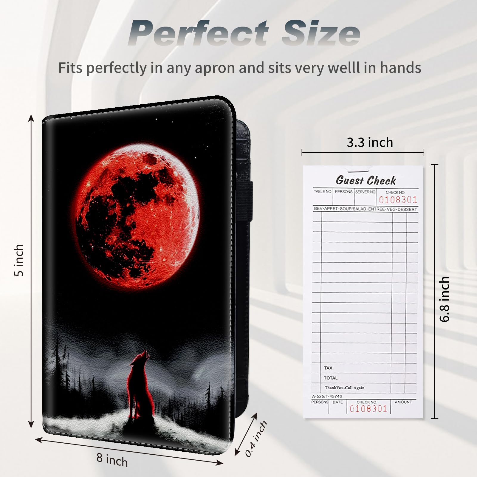 PU Leather Server Books For Waitress, Guest Book Note Pad, Cash Check Bill Recei