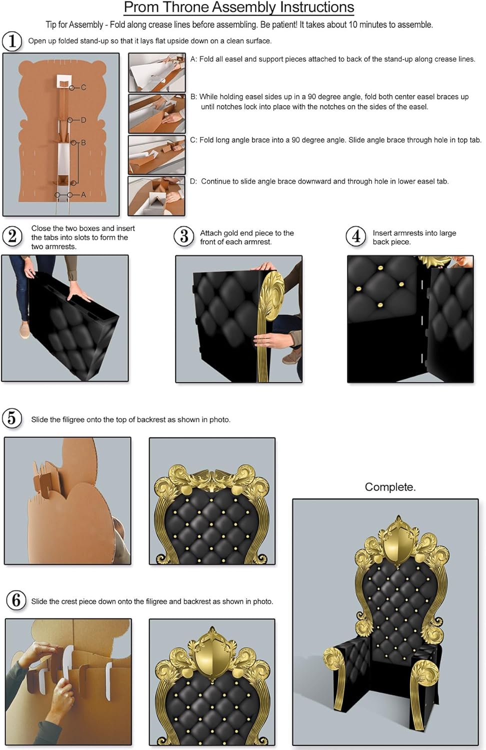 Beistle 3-D Prom Throne Prop – Rose Gold Cardboard Chair Backdrop, Elegant Photo Booth Party Decoration for Galas, Birthday Parties, Dances, Quinceañeras, Ceremonies and Formal Events, 7' 1¾" x 3' 9¼"