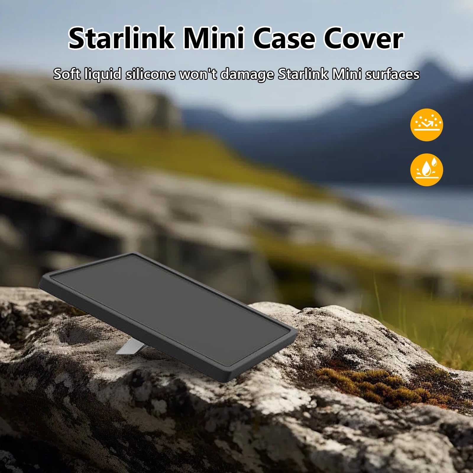 Starlink Mini etui ochronne, płynny silikonowy pokrowiec do Starlink Mini, wodoodporne, odporne na upadki, Starlink Mini, pełna osłona z czarną naklejką antyrefleksyjną dla sygnału non-stop