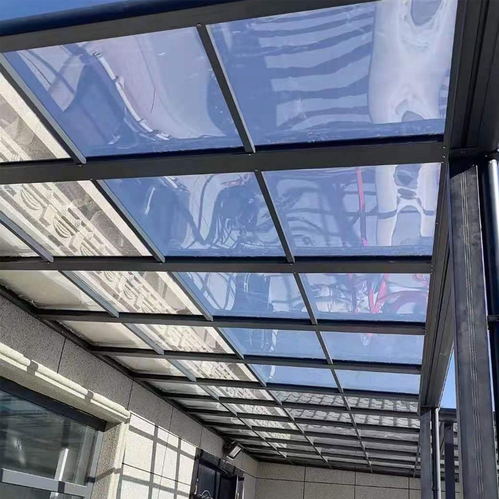 Outdoor Polycarbonate Roof Canopy, Clear Plastic Sheet,UV Protection Rain Outdoor Awning Covers,Clear Polycarbonate Sheet,Plastic Roof Panel,Roofing Canopies,Greenhouses Cladding,UV Protect