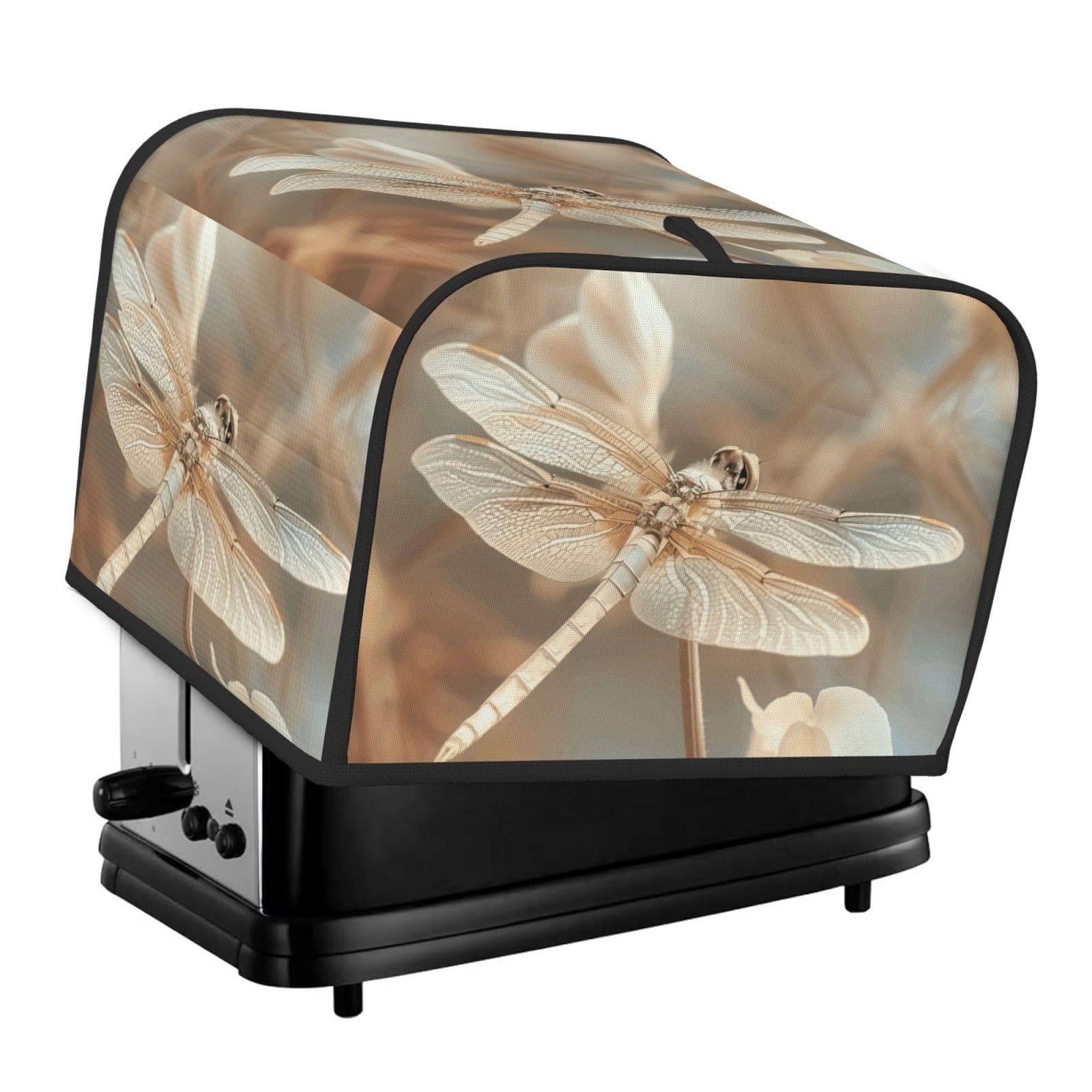 Dragonfly And Flower Print 4-Slice Toaster Cover Dustproof Waterproof Kitchen Appliance Protector For Bread