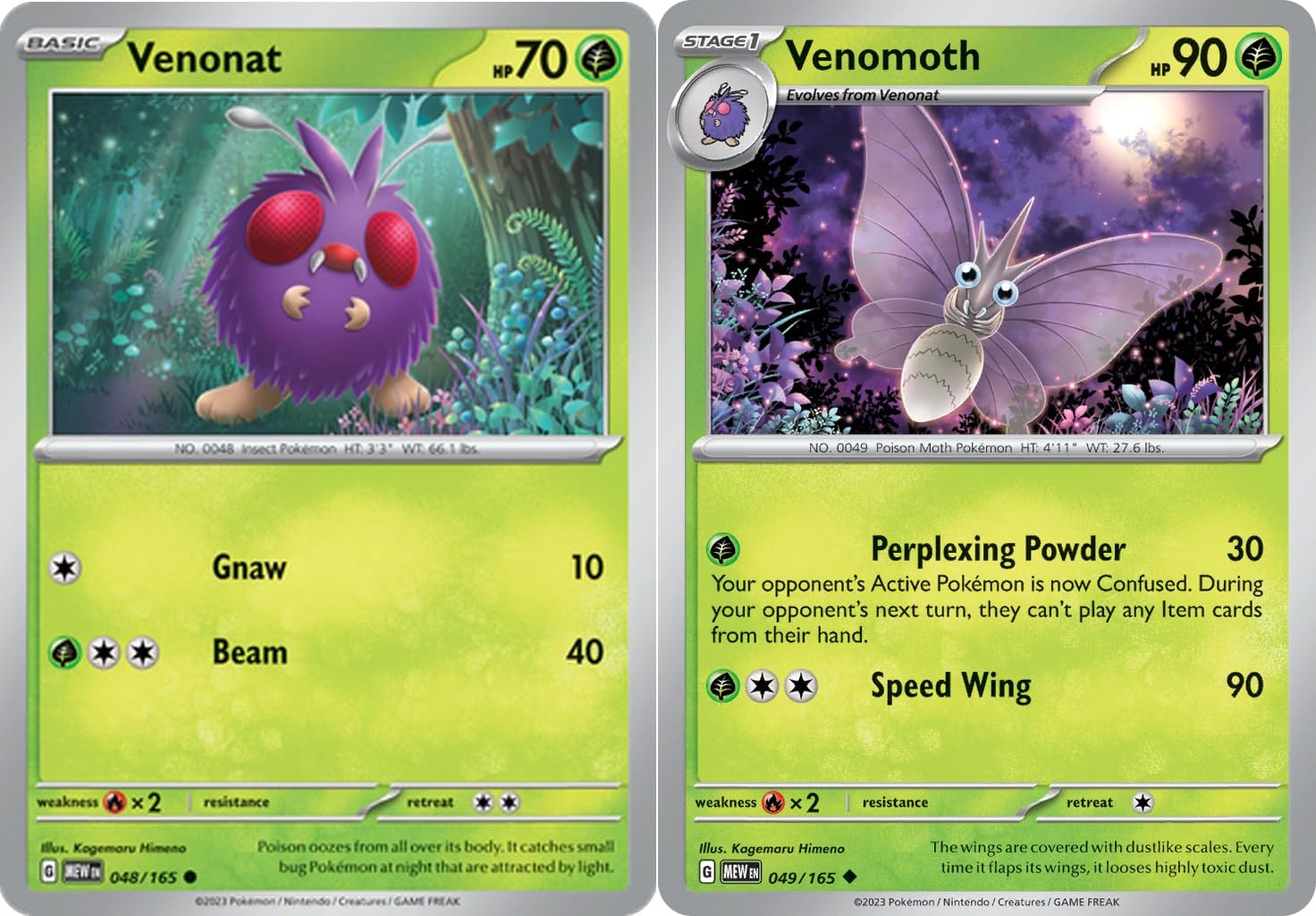 Venomoth 049/165 - Pokemon 151 - Evolution Card Lot - Venonat