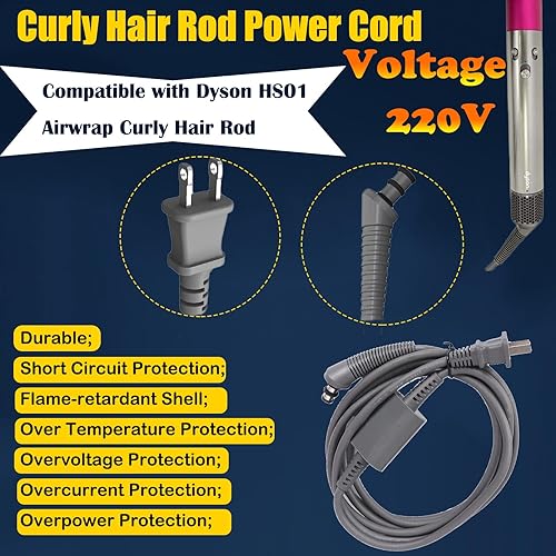 Miniatura 6 de Cable de alimentación de varilla de pelo rizado de repuesto para Dyson HS01 Airwrap Hair Styler - Cable de cargador de CA, cable de rizador de 106