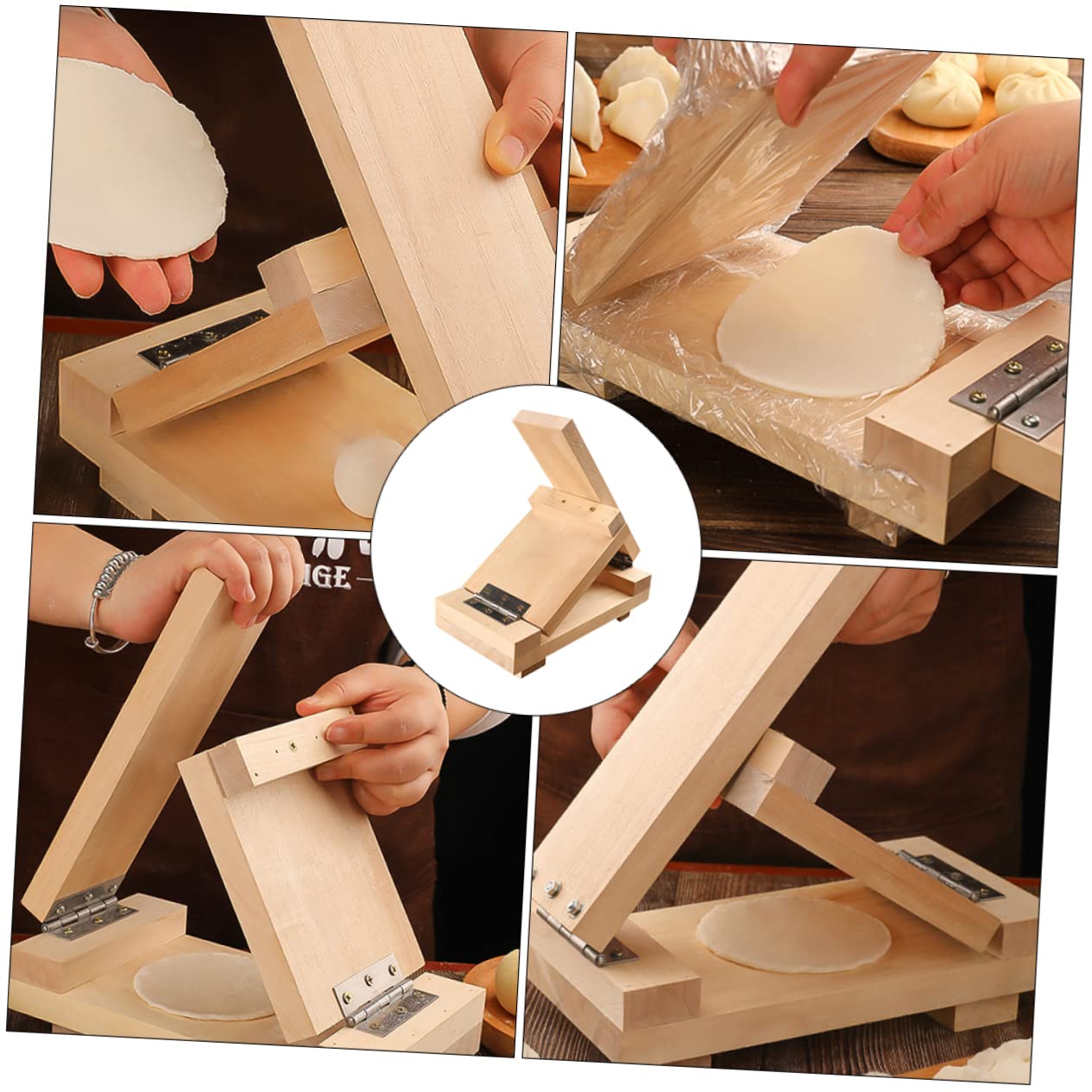 SOLUSTRE 1Pc Wooden Dough Pressing Mold Dumpling Wrapper Presser for Easy Operation Lightweight Kitchen Gadget for Making Dumplings Biscuits and Corn Cakes Comfortable Hand Feel
