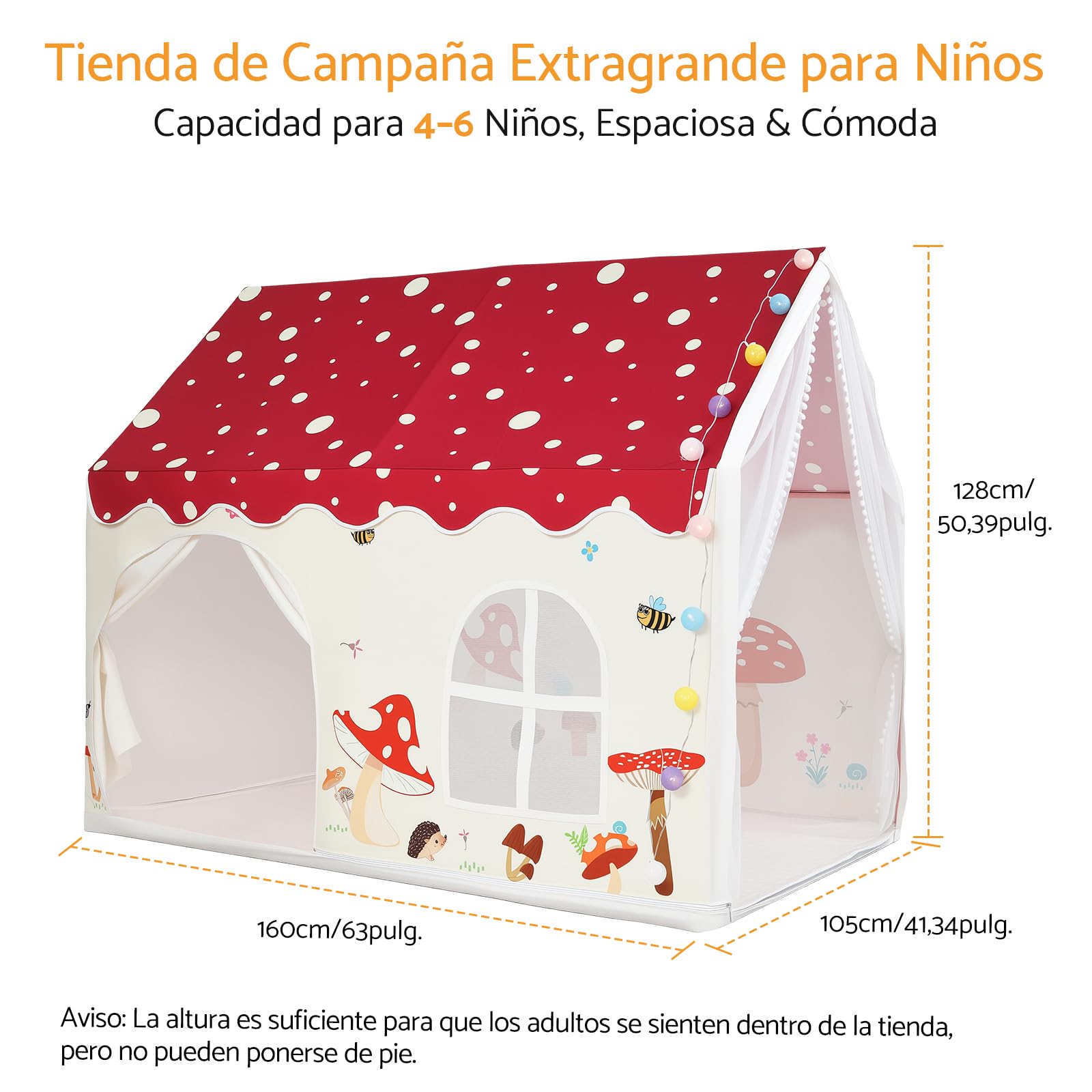 Tienda de Juegos Infantil con Luz LED y Alfombrilla Antideslizante