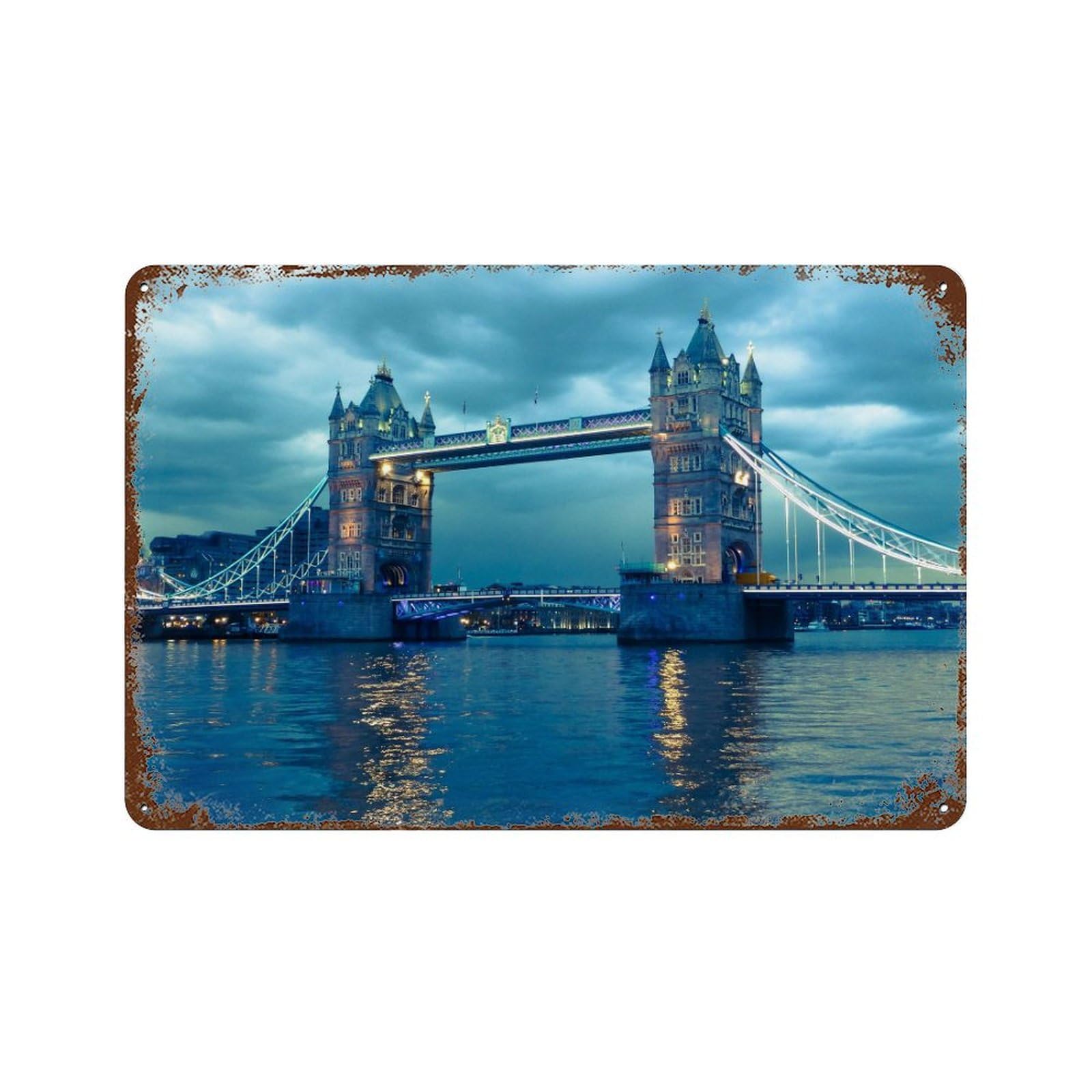 Metal Sign，London Tower Bridge，Vintage Tin Sign Home Kitchen Bar Cafe Club Cave Wall Decor-20x30cm(8x12 inch）D-11