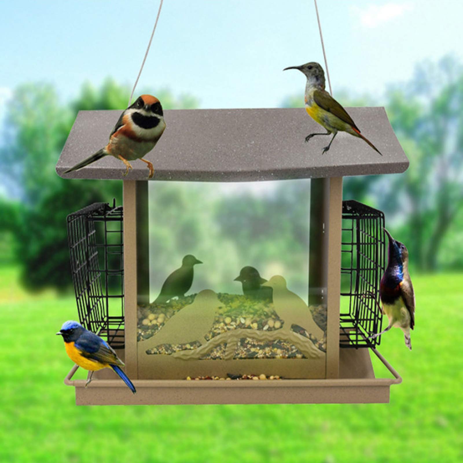 Vogelhaus-Vogelhäuser Vogelhäuschen aus Holz Vogelhausständer Nistkasten,Vogelfutterhaus groß aus Natur-Holz,Vogelhaus zum aufhängen wetterfest I Futterhaus für Vögel, Vogelhäuschen, Vogel Haus