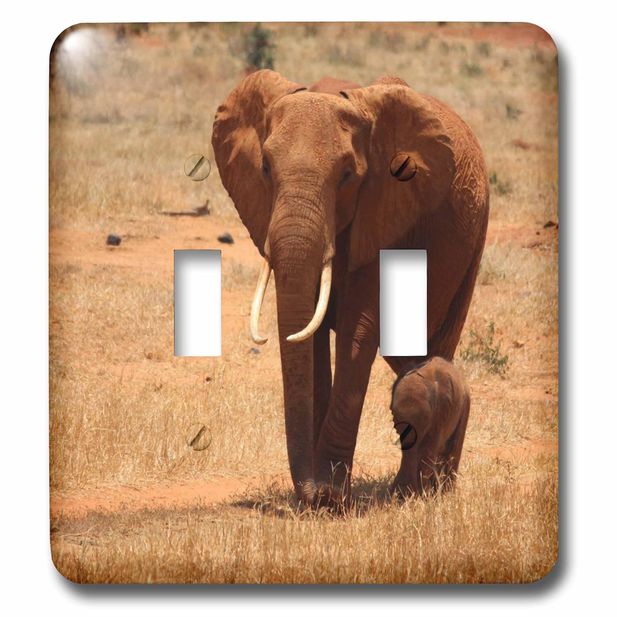 Interrupteur à bascule éléphant d'Afrique tendresse maternelle multicolore 3dRose lsp_254334_2