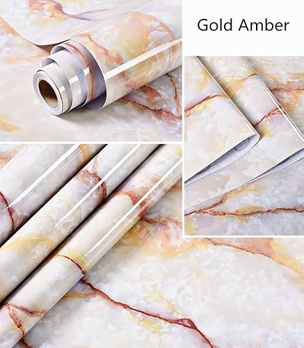 Miniatura 2 de Amhao - Papel de contacto de mármol de granito blanco y rojo para encimera, despegar y pegar, autoaplicable, 15.7 x 79 pulgadas
