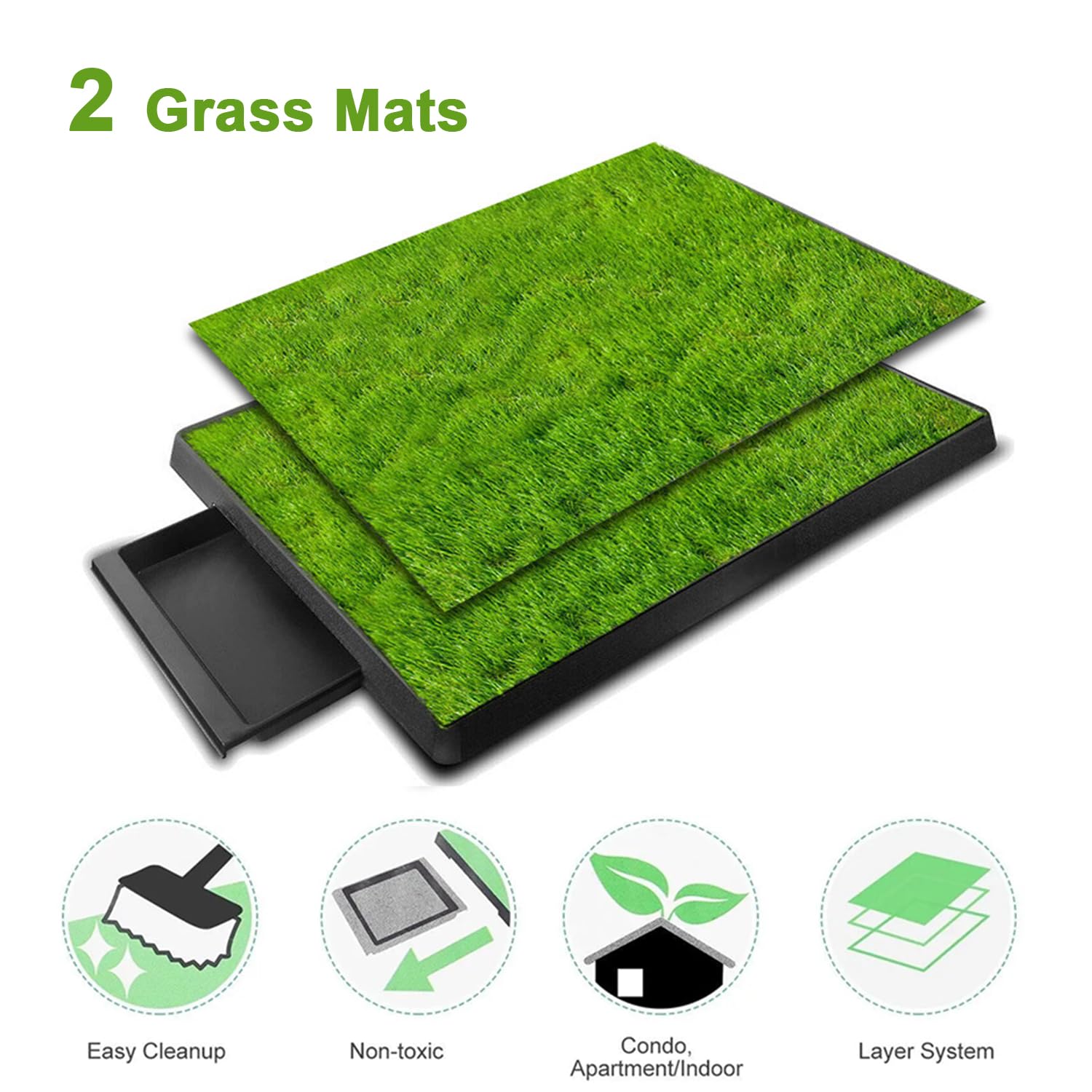 Toilette pour Chien,Tapis d'apprentissage De La Propreté avec Séparateur d'Urine,Deux Tapis de Paille pour Chien avec Grand Plateau (64 x 51cm),avec Plateau Extractible,pour Le Dressage des Chiens