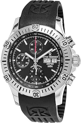 Revue Thommen Airspeed XLarge Diver - Black Dial Chronograph Day Date Watch Mens - Black Rubber Band Swiss Automatic Watch 16071.6839