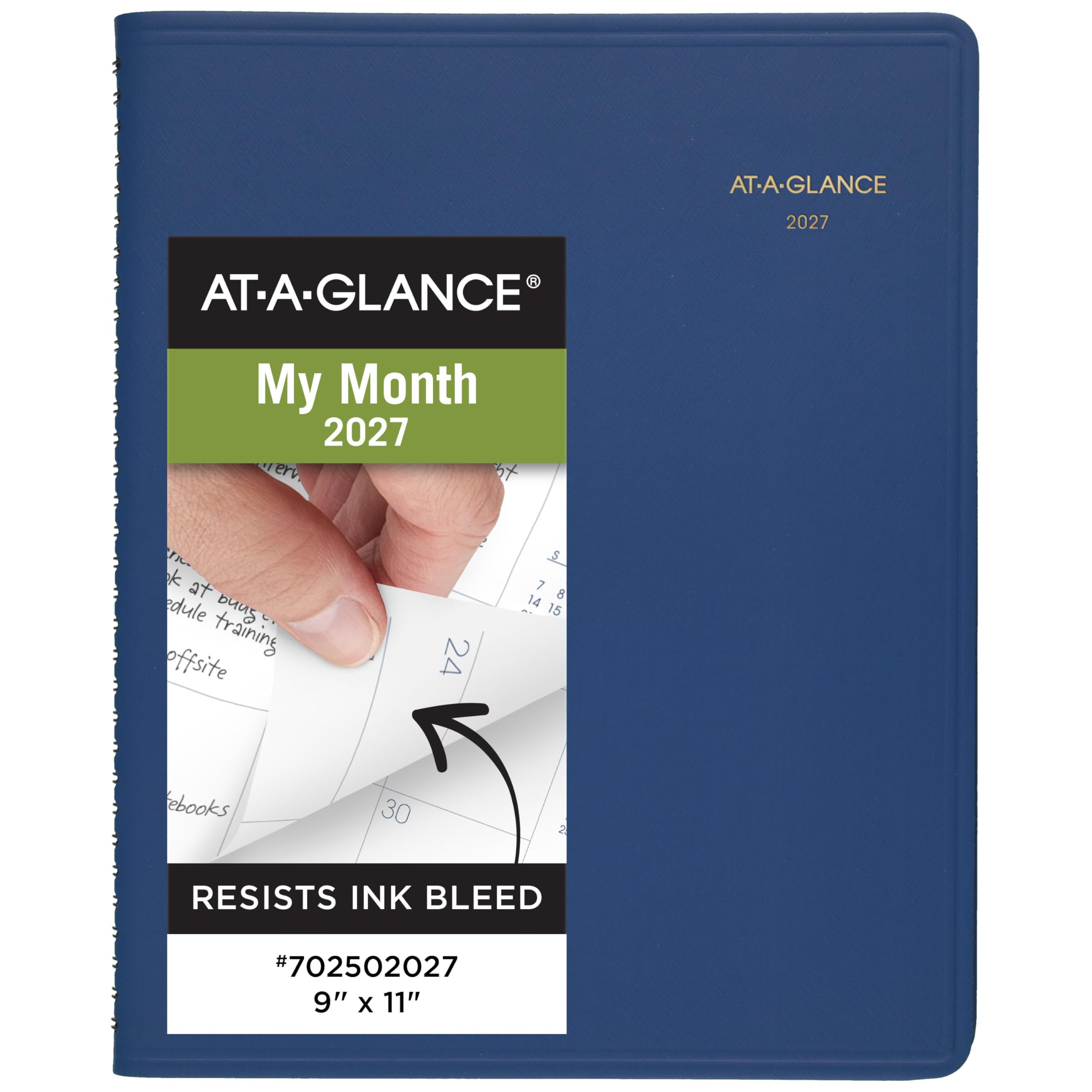 AT-A-GLANCE Agenda 2027, mensile, 15 mesi, gennaio-mar, 22,9 x 27,9 cm, blocchi giornalieri senza righe, blu (702502027)