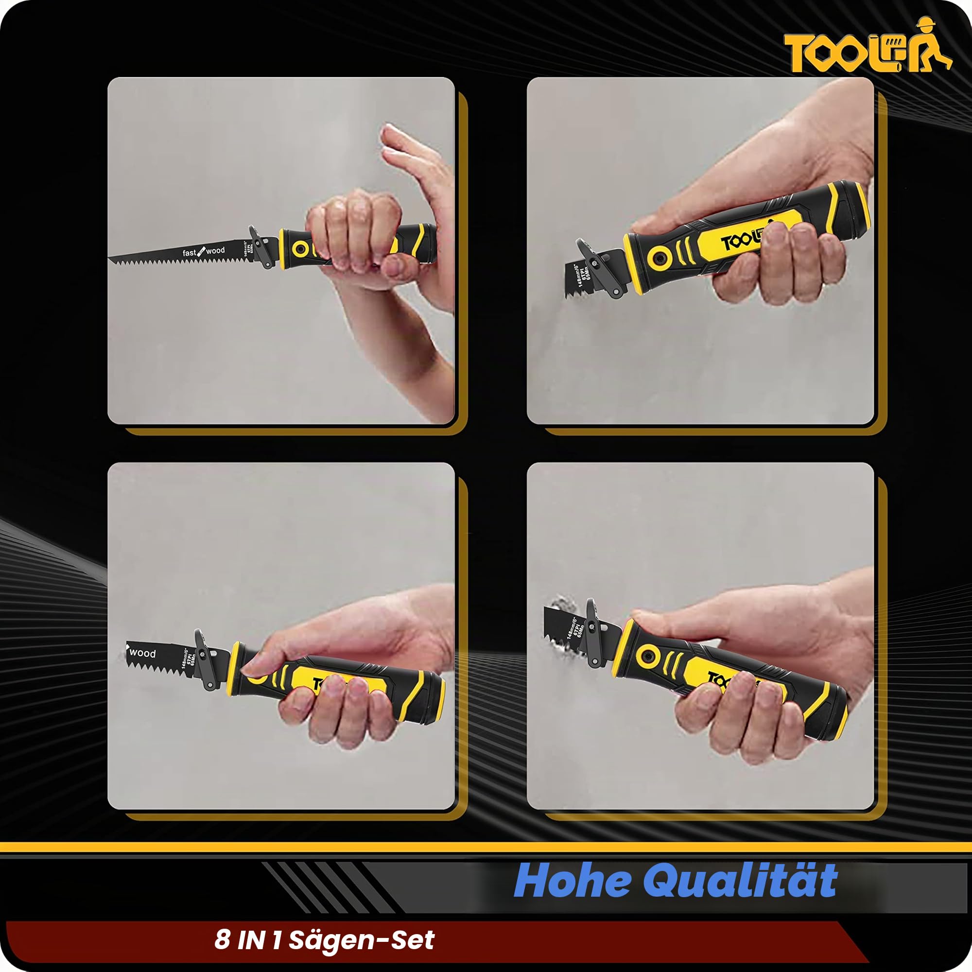 TOOLAN: 8 in 1 Multi-Handsäge Trockenbau & Metallschneider Lange Klinge Holz & Kunststoffsäge Schnellwechselblatt