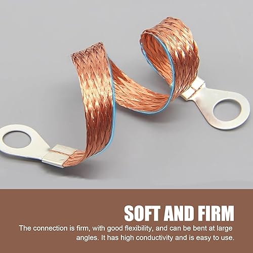 Miniatura 3 de Pack-5 Car Engine Grounding Strap, 3 Pcs 9.8" + 2 Pcs 12.9" Flexible Copper Braided Multi-purpose Grounding Cable Strap, Bridge Cable Distribution
