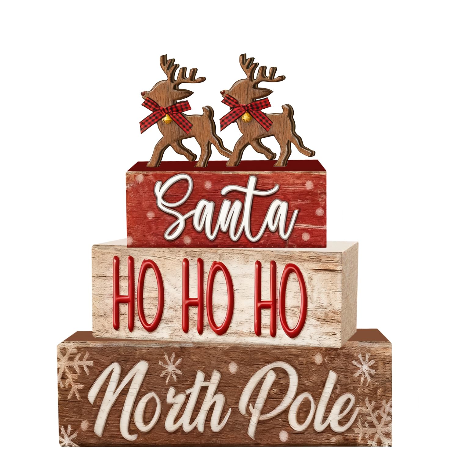 Cadeau de Noël rustique pour la maison : lot de 4 élans décoratifs bois