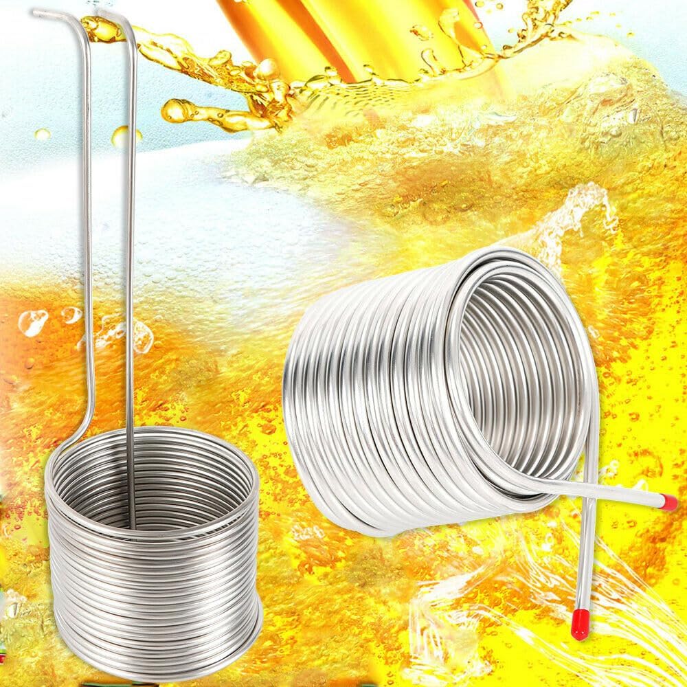 Enfriador De Mosto De Acero Inoxidable 304, Serpentines De Enfriamiento De Cerveza, 0,31 De Diámetro Con Tapas Protectoras, Diseño De Doble Capa, Enfriamiento Rápido Para Tanques De